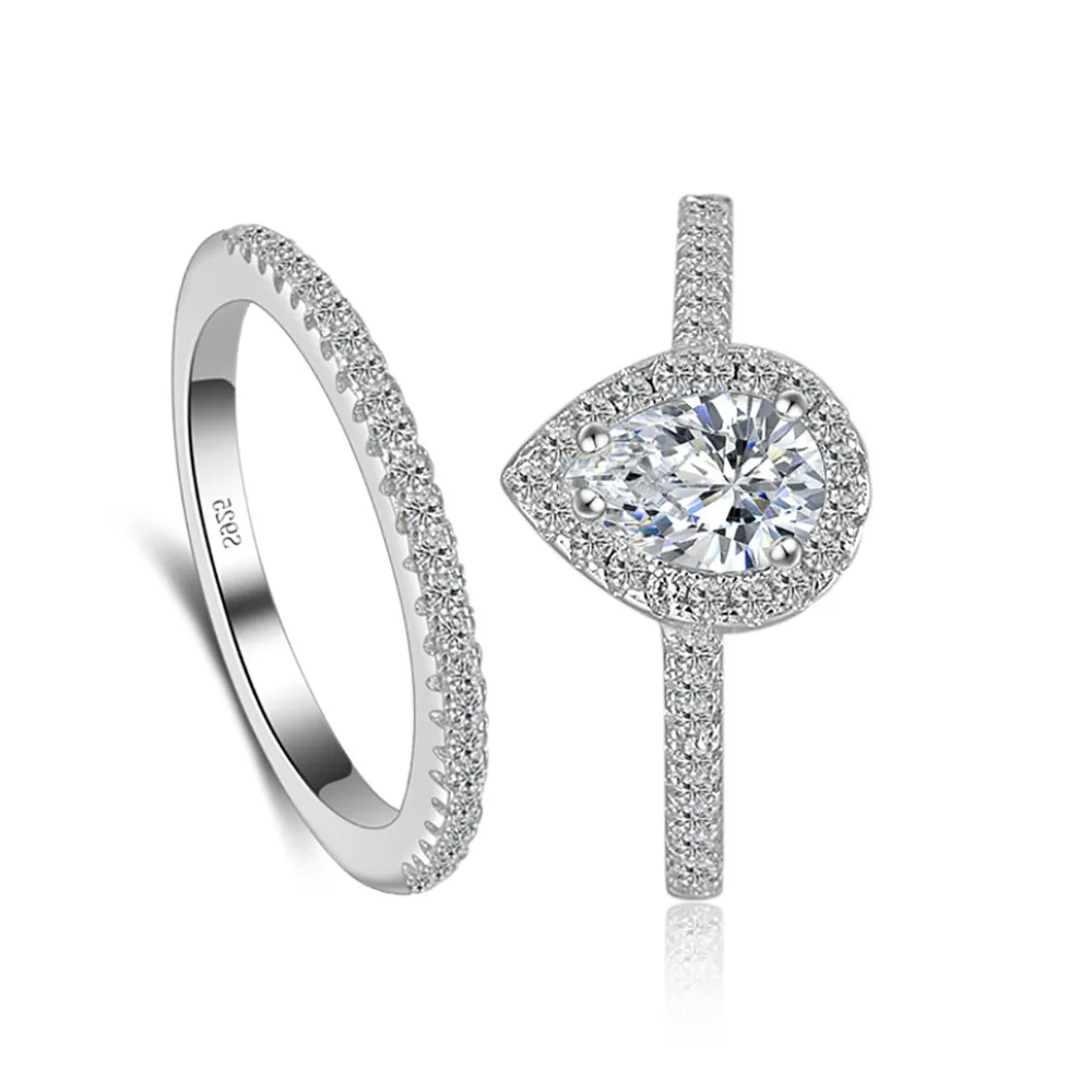 Simple White Gold Engagement CZ Teardrop Zircon Rings Cubic Zirconia Weeding Ring set for Women
Simple White Gold Engagement CZ Teardrop Zircon Rings Cubic Zirconia Weeding Ring set for Women