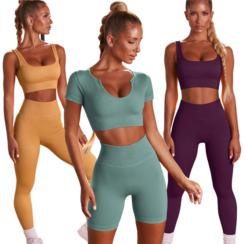 2 Pieces Women Activewear Workout Sets Tracksuit Yoga Gym Clothes Seamless Leggings + Crop Top, Black,white,blue,purple,green,yellow,orange
2 Pieces Women Activewear Workout Sets Tracksuit Yoga Gym Clothes Seamless Leggings + Crop Top, Black,white,blue,purple,green,yellow,orange