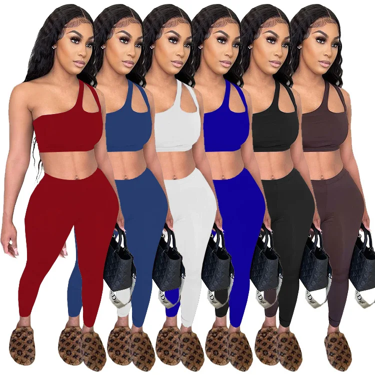 Wholesale 2021 new solid fitness & yoga wear asymmetric crop top two piece pants set for women, Photo shows
Wholesale 2021 new solid fitness & yoga wear asymmetric crop top two piece pants set for women, Photo shows