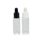 square 5ml clear glass sample eye drop massage oil bottle with plastic dropper