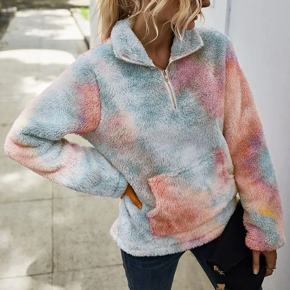 2020 New fashion Autumn Winter women zipper stand collar tie-dyed contrast jacket Ladies faux fur jacket
2020 New fashion Autumn Winter women zipper stand collar tie-dyed contrast jacket Ladies faux fur jacket