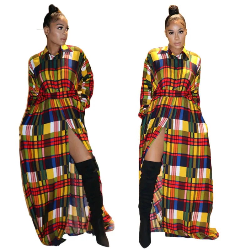Single-breasted Colorful Checks Long Dress Maxi Streetwear Plaid Print Casual Long Sleeve Shirt Africa Dress For Women
Single-breasted Colorful Checks Long Dress Maxi Streetwear Plaid Print Casual Long Sleeve Shirt Africa Dress For Women