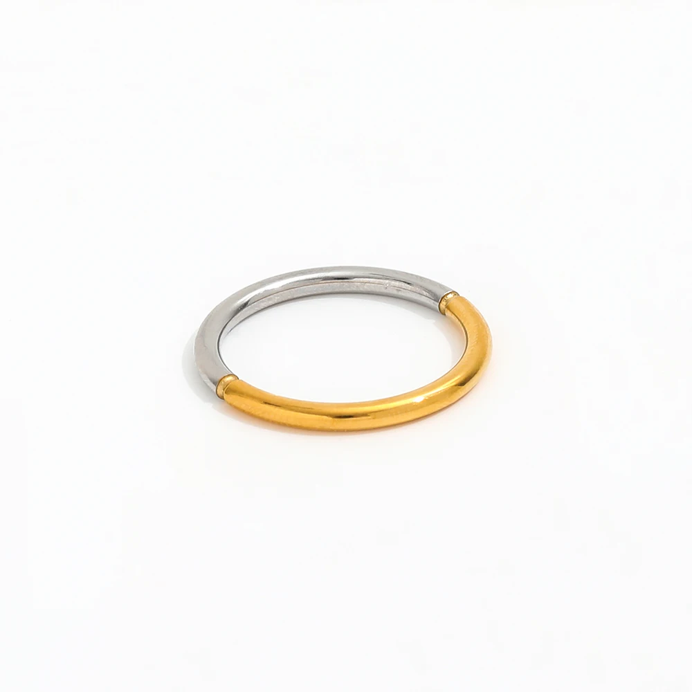 

Joolim High End 18K Gold Plated Two-tone Gold & Silver Joint Dainty Rings for Women Finger Ring Wholesale