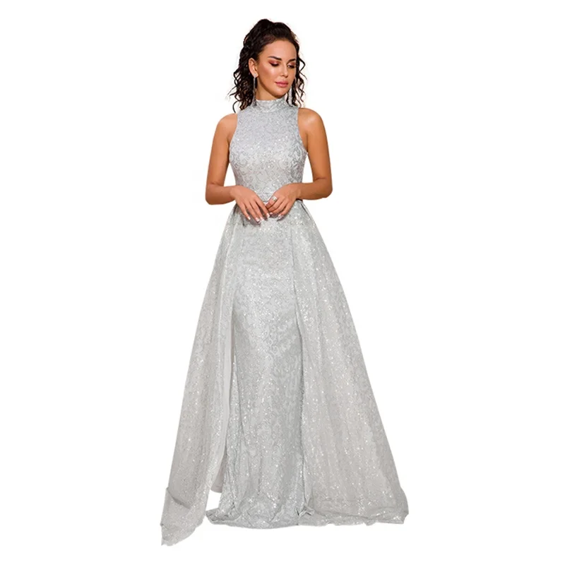 Removable Skirt Whit Prom Gowns Evening Dress Fashion High Neck Sequin Breathable Plain Dyed Sleeveless OEM Service Sweep Train, Custom made
Removable Skirt Whit Prom Gowns Evening Dress Fashion High Neck Sequin Breathable Plain Dyed Sleeveless OEM Service Sweep Train, Custom made