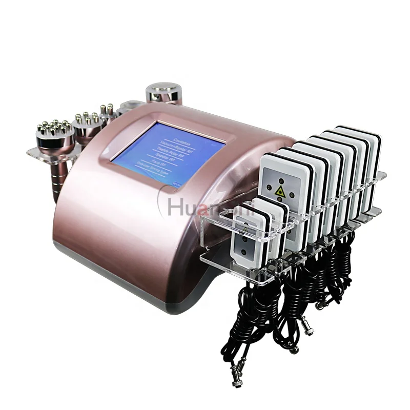 

6 In 1 RF Cavitation Multipolar Lipolysis Laser Lipolaser To Slim Body RF Cavitation System Skin Tightening Machine, Pink