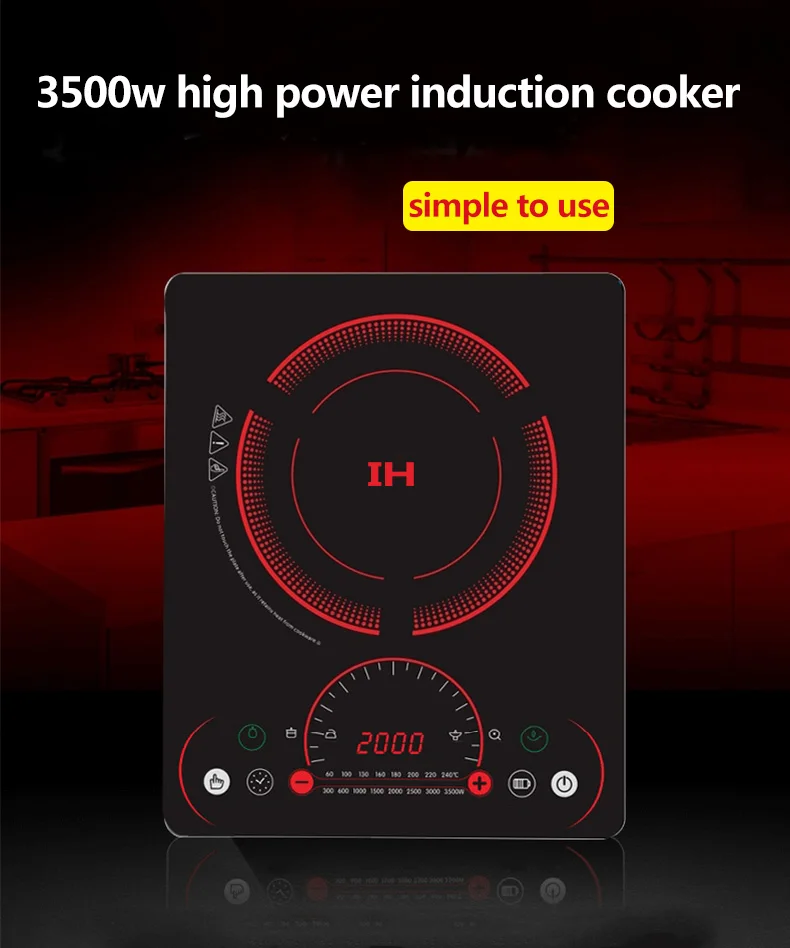 High-power induction cooker 3500W 220V/50HZ household stainless steel digital display touch