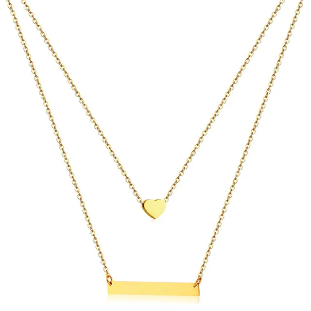 Fashion Women Stainless Steel Double Layer Chain Moon Love Heart Bar Pendant Choker Necklace, Gold,silver
Fashion Women Stainless Steel Double Layer Chain Moon Love Heart Bar Pendant Choker Necklace, Gold,silver