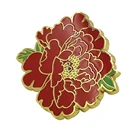High quality cheap custom made 3d badge red flower brass lapel pin
