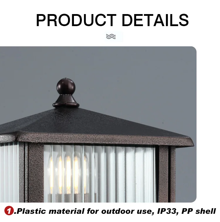 Classical Outdoor Lighting Fixtures Doorway Garden Stripe Glass Pillar Lights