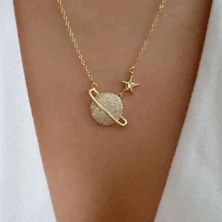 Fashion Jewelry Necklaces Cubic Zirconia Pendants Gold Plated Planet Shaped Women's Chain Necklaces
Fashion Jewelry Necklaces Cubic Zirconia Pendants Gold Plated Planet Shaped Women's Chain Necklaces