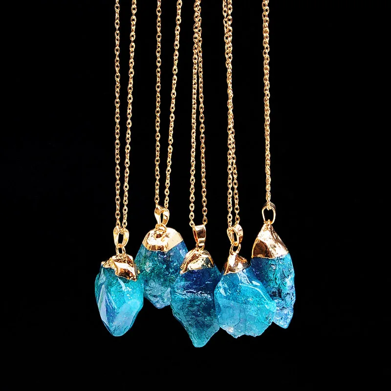 Fashion Gold plated Colorful Irregular Natural Stone Pendant Necklace for women, As pic
Fashion Gold plated Colorful Irregular Natural Stone Pendant Necklace for women, As pic