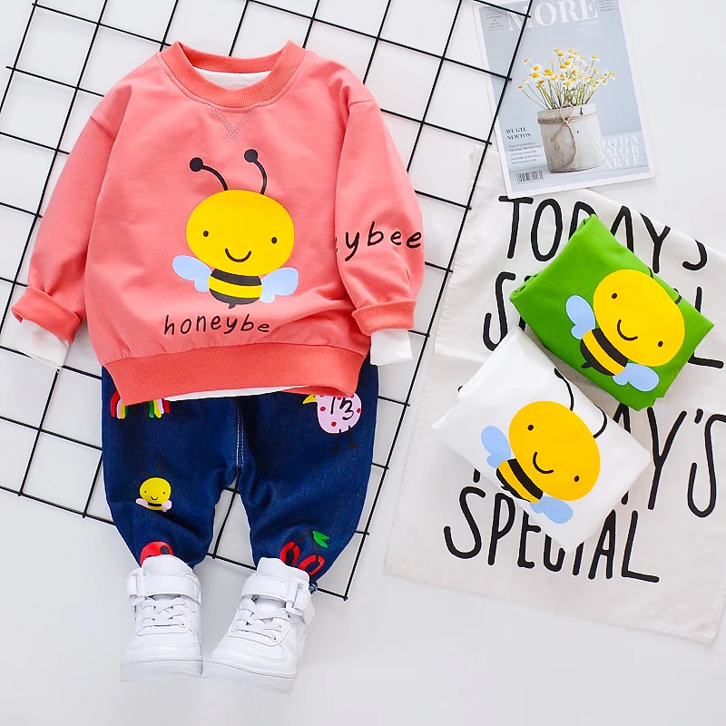 Little bee design long sleeve T-shirt jeans set two-piece set for boys and girls spring and Autumn, Picture shows
Little bee design long sleeve T-shirt jeans set two-piece set for boys and girls spring and Autumn, Picture shows