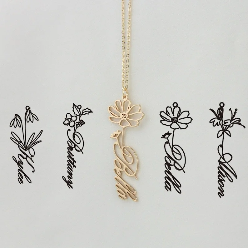 Custom Name Necklace Handwriting Style With Flower Personalized Name Jewelry Birth Flower Customized Necklace Gift, Gold/silver/rose gold
Custom Name Necklace Handwriting Style With Flower Personalized Name Jewelry Birth Flower Customized Necklace Gift, Gold/silver/rose gold