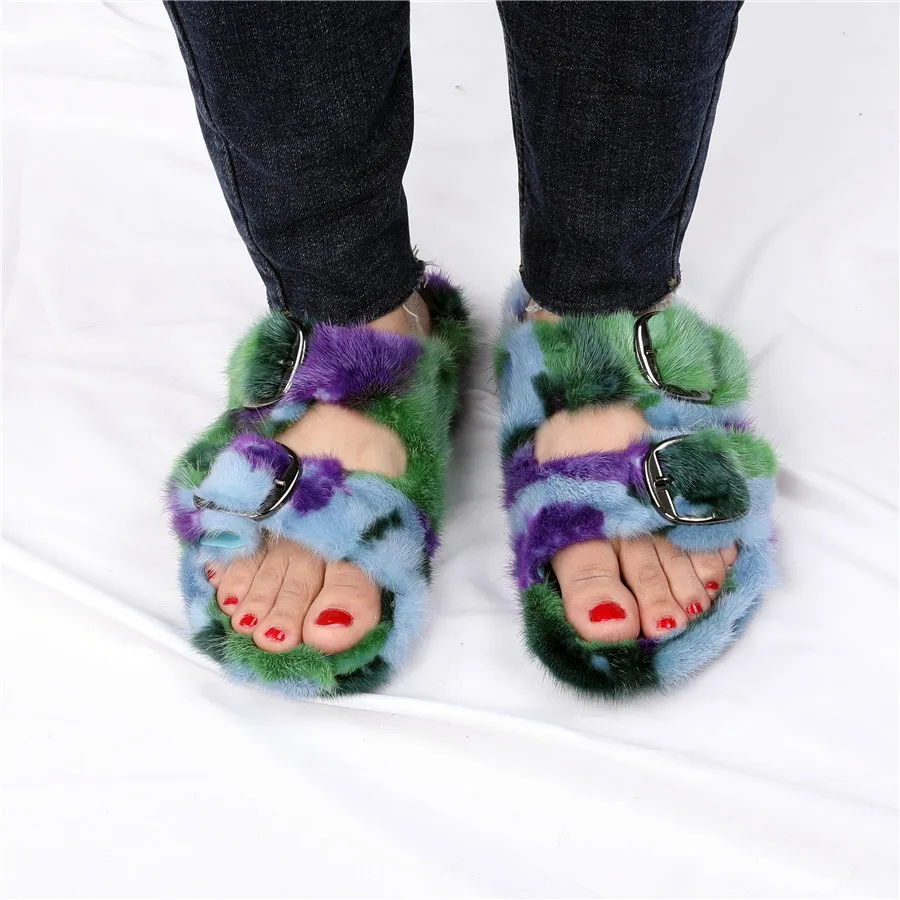 European Station Real Fur Mink Shoes Ladies Fur Slides Flat Heel Slippers For Women Camouflage Colorful, Customized color
European Station Real Fur Mink Shoes Ladies Fur Slides Flat Heel Slippers For Women Camouflage Colorful, Customized color