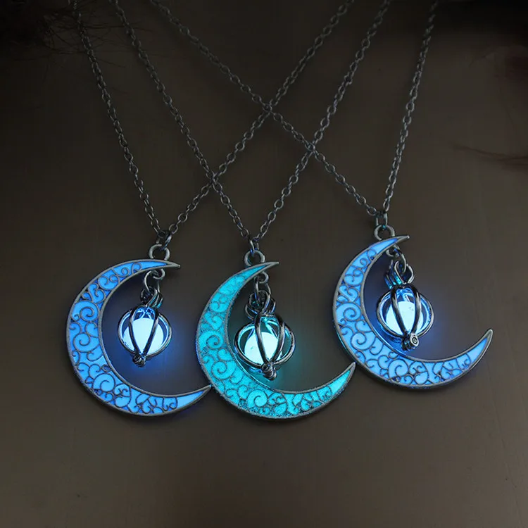 Hot selling moon luminous handmade jewelry in necklace luminous stone hollow moon ladies necklace gift, Sky blue/purple/blue green/yellow green
Hot selling moon luminous handmade jewelry in necklace luminous stone hollow moon ladies necklace gift, Sky blue/purple/blue green/yellow green