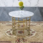 Luxury modern living room metal frame stainless steel marble round coffee side table