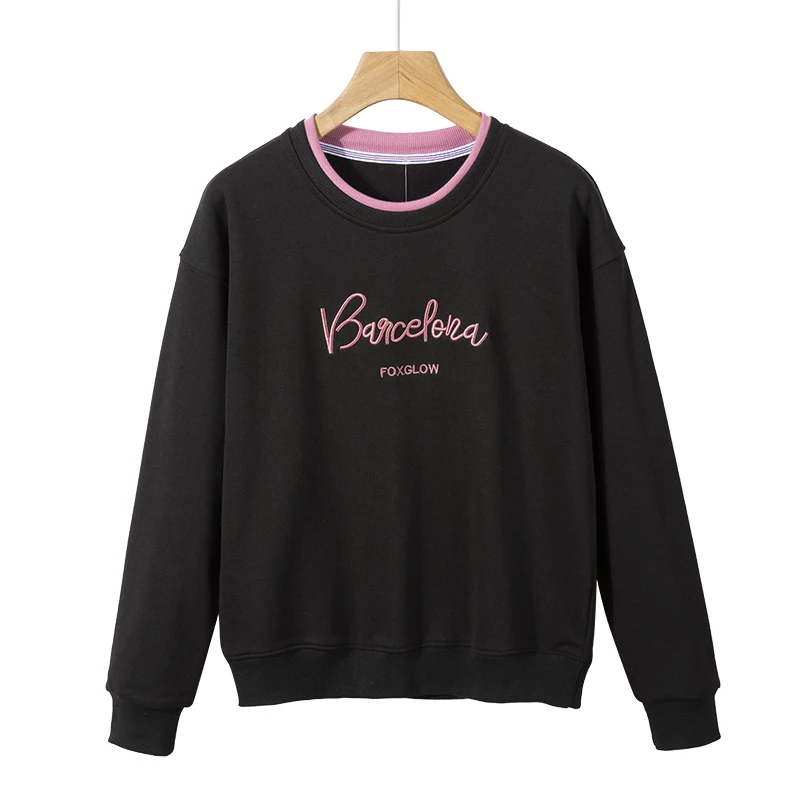 Rummandy black sweatshirt Cut & Sew High Quality Women Custom Logo Embroidery Sweatshirt Ladies Custom brand Jumper, Customized color
Rummandy black sweatshirt Cut & Sew High Quality Women Custom Logo Embroidery Sweatshirt Ladies Custom brand Jumper, Customized color