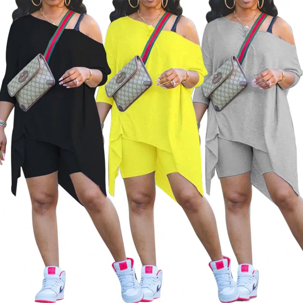 Wholesale casual 2 piece fall sets solid color 2 piece short set women Irregular oblique shoulders two piece plus size sets
Wholesale casual 2 piece fall sets solid color 2 piece short set women Irregular oblique shoulders two piece plus size sets