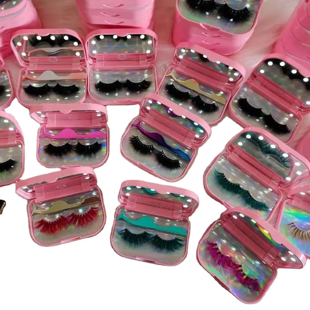 Three pairs strip mink Eyelashes Pink Travel Storage Box LED White empty cosmetic Lash Case With Mirror
Three pairs strip mink Eyelashes Pink Travel Storage Box LED White empty cosmetic Lash Case With Mirror