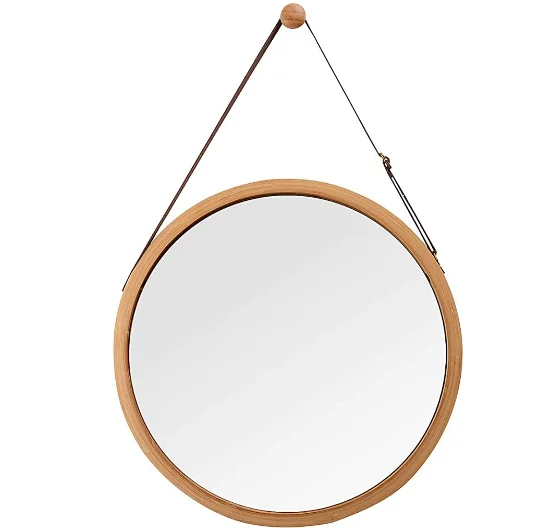 Hanging Round Wall Mirror in Bathroom & Bedroom - Solid Bamboo Frame Solid Bamboo Frame Mirror Adjustable Leather Strap, Customized color
Hanging Round Wall Mirror in Bathroom & Bedroom - Solid Bamboo Frame Solid Bamboo Frame Mirror Adjustable Leather Strap, Customized color