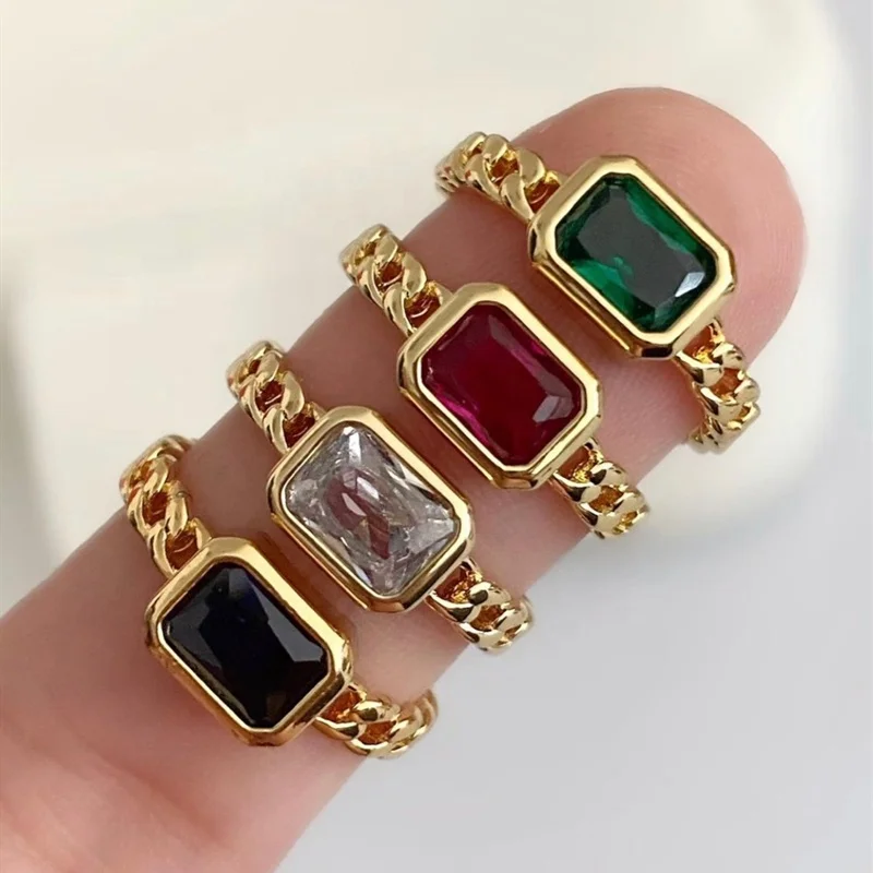 MICCI Wholesale High Quality Jewelry 18K Gold Plated Stainless Steel Cuban Link Chain Open End Square 5A Zircon Band Rings, Gold color
MICCI Wholesale High Quality Jewelry 18K Gold Plated Stainless Steel Cuban Link Chain Open End Square 5A Zircon Band Rings, Gold color