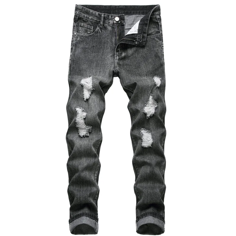 Men's pierced bullet free straight tube slim fit denim pants large light jeans, Customized
Men's pierced bullet free straight tube slim fit denim pants large light jeans, Customized