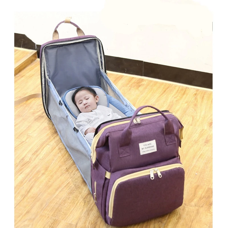 

mom waterproof' multifunction folding crib hanging baby sleeping rest Stroller diaper bag changing bed backpack bag, Customized colors