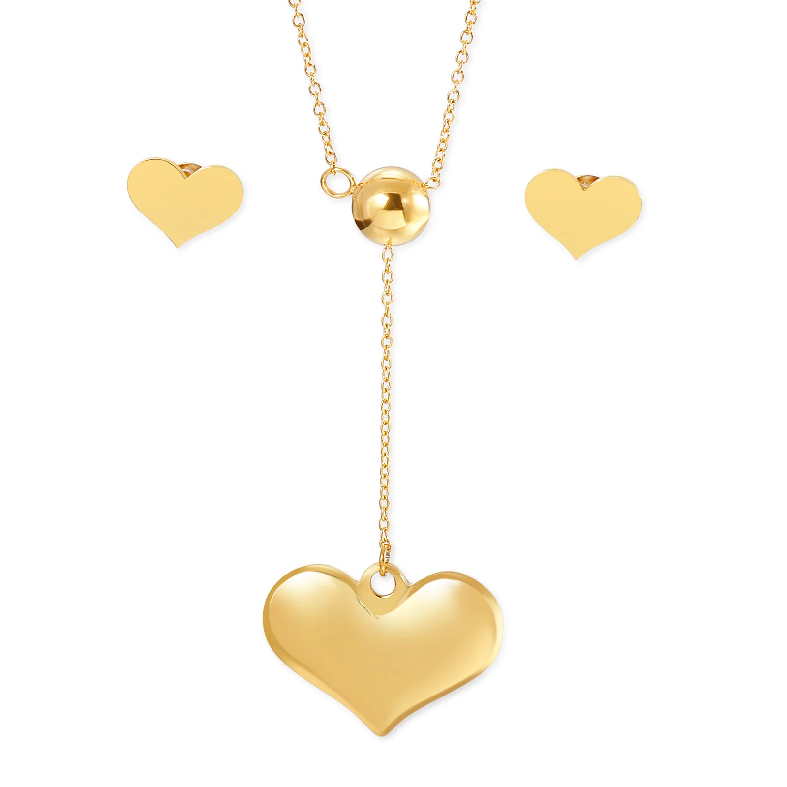 Fine Jewelry Set Stainless Steel Heart Pendant Necklace And Earrings From China, Gold/rose gold/silver
Fine Jewelry Set Stainless Steel Heart Pendant Necklace And Earrings From China, Gold/rose gold/silver