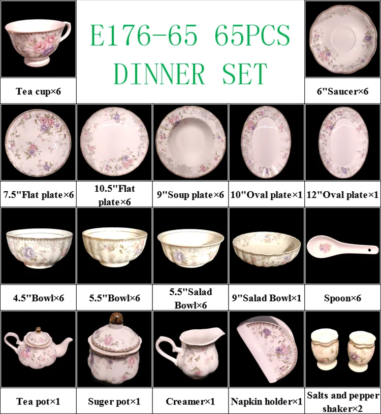 Round Ceramics assiette Dinner Dessert Plate Porcelain dinnerware sets for 6 person party western tableware sets
