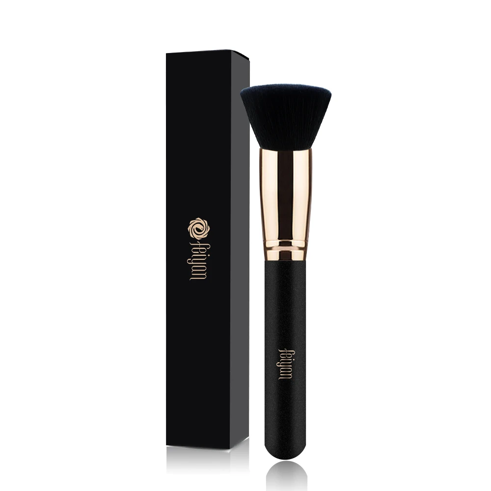 

Drop shipping to usa professional blending private label kabuki black and gold makeup single liquid flat foundation brush