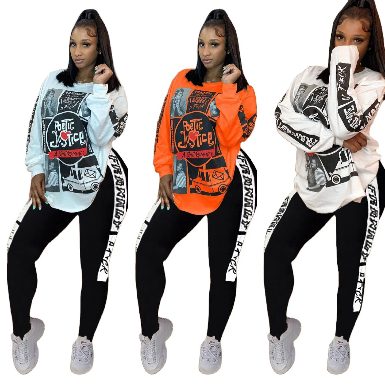 2020 fall clothing two piece set fashion oversized tshirt with plus size pants women outfit streetwear, 2 color as picture
2020 fall clothing two piece set fashion oversized tshirt with plus size pants women outfit streetwear, 2 color as picture