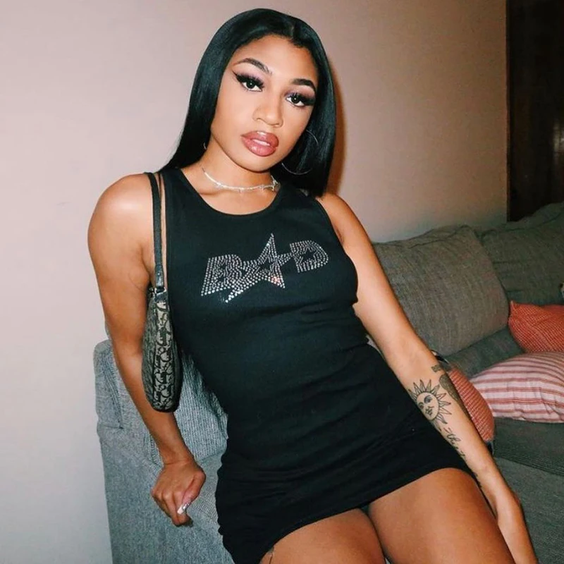 Knit Tank Casual Dress Rhinestone 2021 Women Summer Sleeveless Short New Arrival Girls' Evening Wholesale Ladies Club Clothing
Knit Tank Casual Dress Rhinestone 2021 Women Summer Sleeveless Short New Arrival Girls' Evening Wholesale Ladies Club Clothing