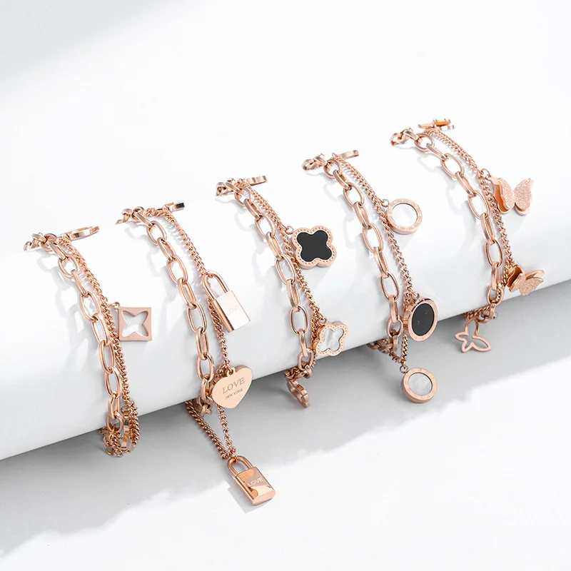 Wholesale titanium steel rose gold Fashion Jewelry Korean custom 316 L stainless steel bracelet, As photo
Wholesale titanium steel rose gold Fashion Jewelry Korean custom 316 L stainless steel bracelet, As photo