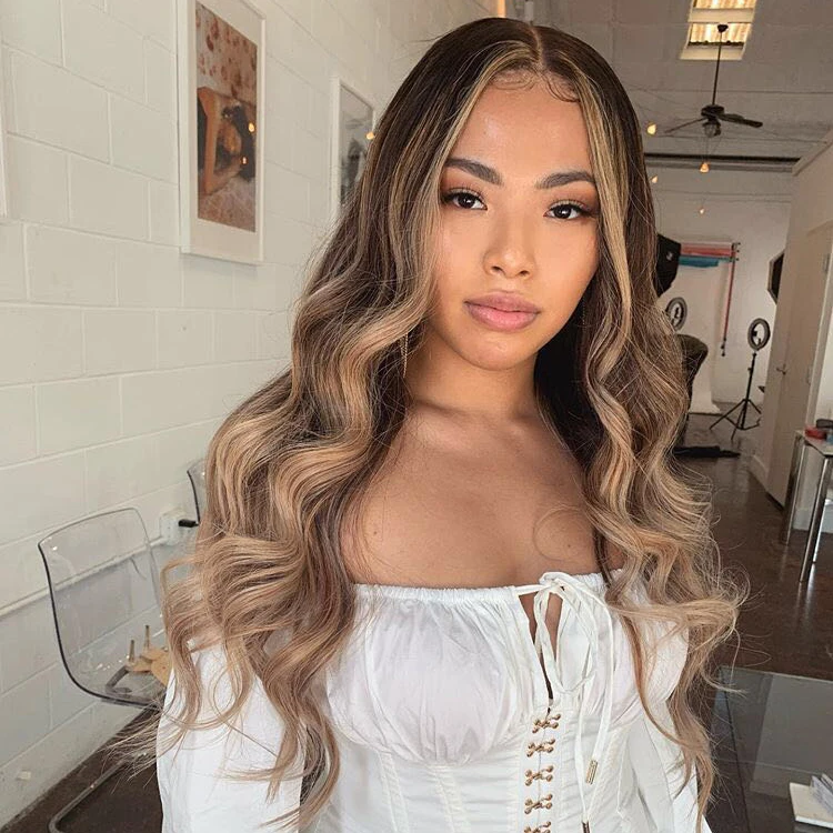 High quality brown highlight wig natural wave brown wig with highlights human hair lace front wigs
High quality brown highlight wig natural wave brown wig with highlights human hair lace front wigs
