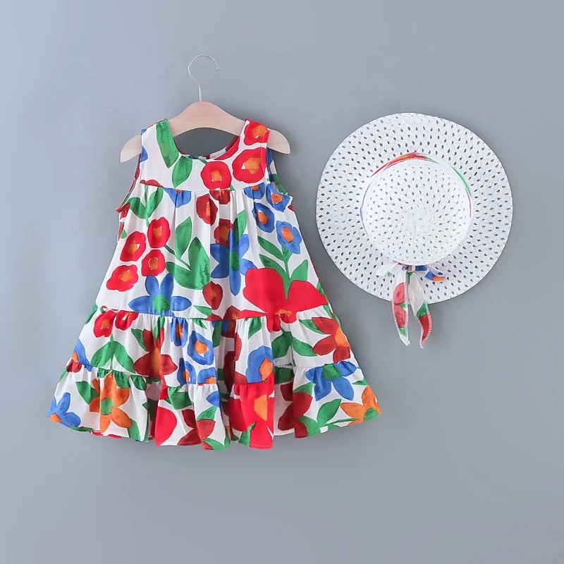 2021 Summer Korean Style Kids Girl Dress Print Flower Baby Dress With Hat 2Pcs Children Set Dress Infant Toddler Clothes
2021 Summer Korean Style Kids Girl Dress Print Flower Baby Dress With Hat 2Pcs Children Set Dress Infant Toddler Clothes