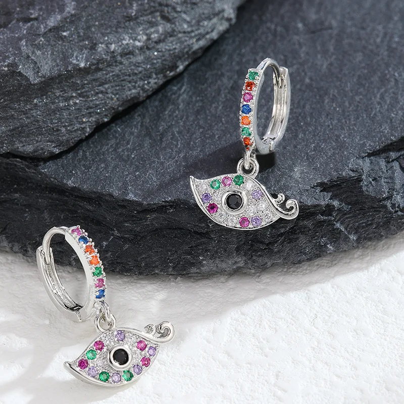 European Style White Gold Plated Colorful Diamond Evil Eyes Earrings Multi Color Cubic Zircon Eye Hoop Earrings
European Style White Gold Plated Colorful Diamond Evil Eyes Earrings Multi Color Cubic Zircon Eye Hoop Earrings
