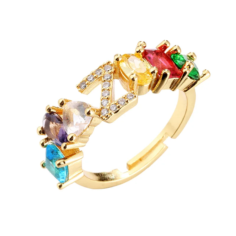 Wholesale new color zircon English initials ring irregular geometry adjustable ring ladies jewelry
Wholesale new color zircon English initials ring irregular geometry adjustable ring ladies jewelry