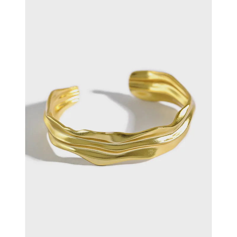 Minimalist 16mm wide S925 Sterling Silver Cuff Bracelets Unique Design irregular fold texture open Bangle for women girls
Minimalist 16mm wide S925 Sterling Silver Cuff Bracelets Unique Design irregular fold texture open Bangle for women girls