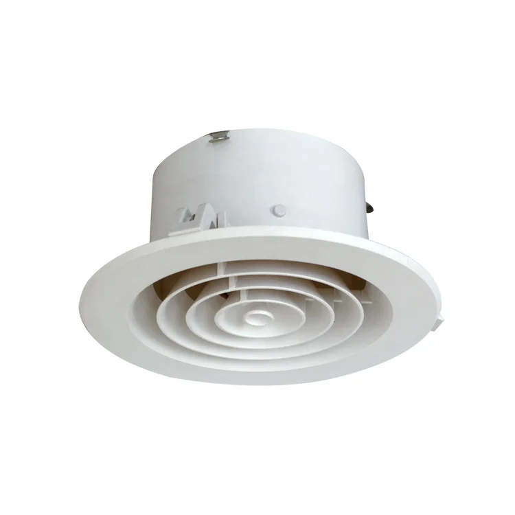 China Factory Plastic Downjet Grille Round Ceiling Air Diffuser with butterfly damper in White Color for air conditioning