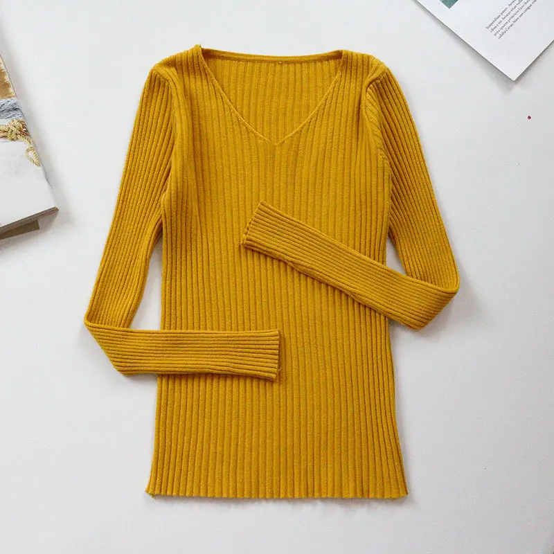 Sweater women's autumn and winter V-neck slim-fit pullover sweater with a tight-fitting versatile long-sleeved knit
Sweater women's autumn and winter V-neck slim-fit pullover sweater with a tight-fitting versatile long-sleeved knit
