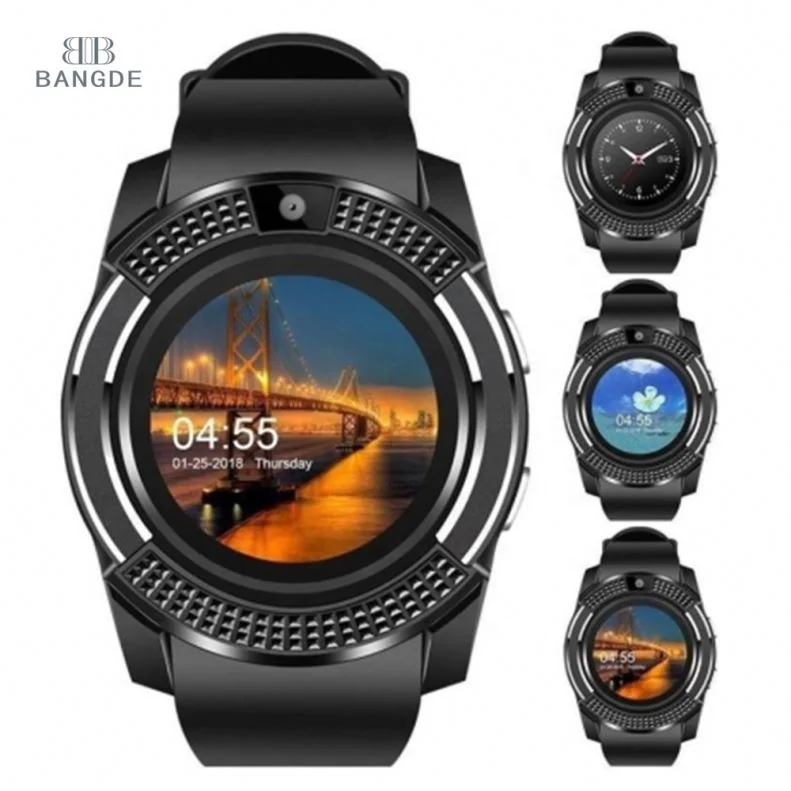 

BT Pedometer 2G SIM Card Camera Watch Color Display Waterproof Device Wrist Smart Watch V8 Smartwatch For Android ios, Black white