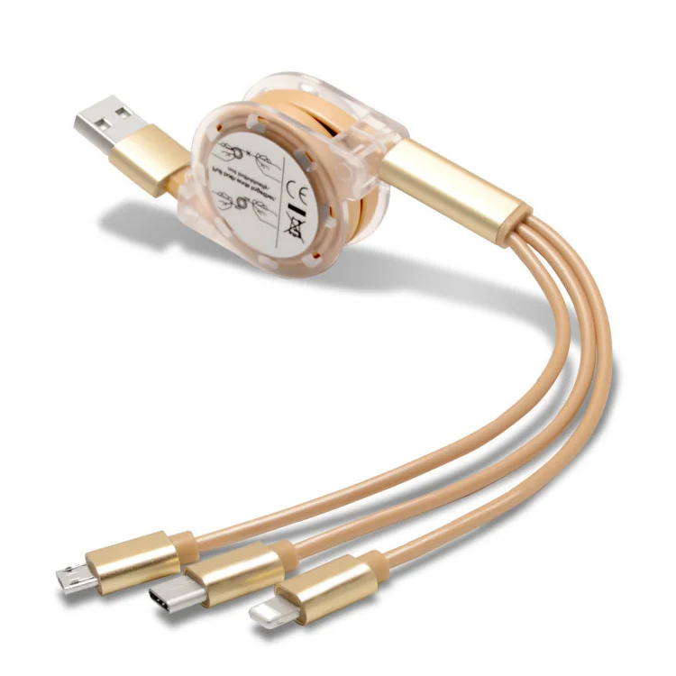 Retractable Charging Cable 3 in 1 charging cable for iPhone, Android,Type-C Cable Shenzhen Factory, White/black/silver/gold/customized
Retractable Charging Cable 3 in 1 charging cable for iPhone, Android,Type-C Cable Shenzhen Factory, White/black/silver/gold/customized