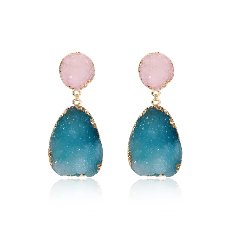 High Quality Colorful Druzy Stone Drop Earrings Simple Style Geometric Round Resin Quartz Stone Dangle Earrings For Gifts
High Quality Colorful Druzy Stone Drop Earrings Simple Style Geometric Round Resin Quartz Stone Dangle Earrings For Gifts