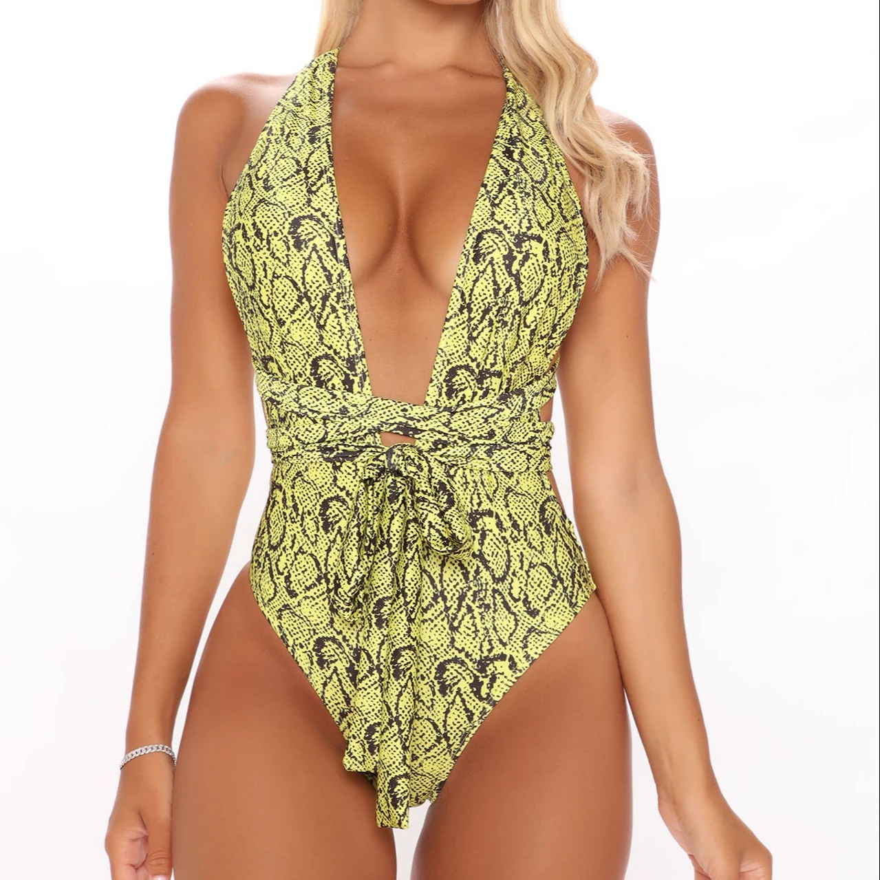 Cross neck deep V swimsuit high waist open back waist lace up swimsuit solid color sexy print women's large one piece swimsuit
Cross neck deep V swimsuit high waist open back waist lace up swimsuit solid color sexy print women's large one piece swimsuit