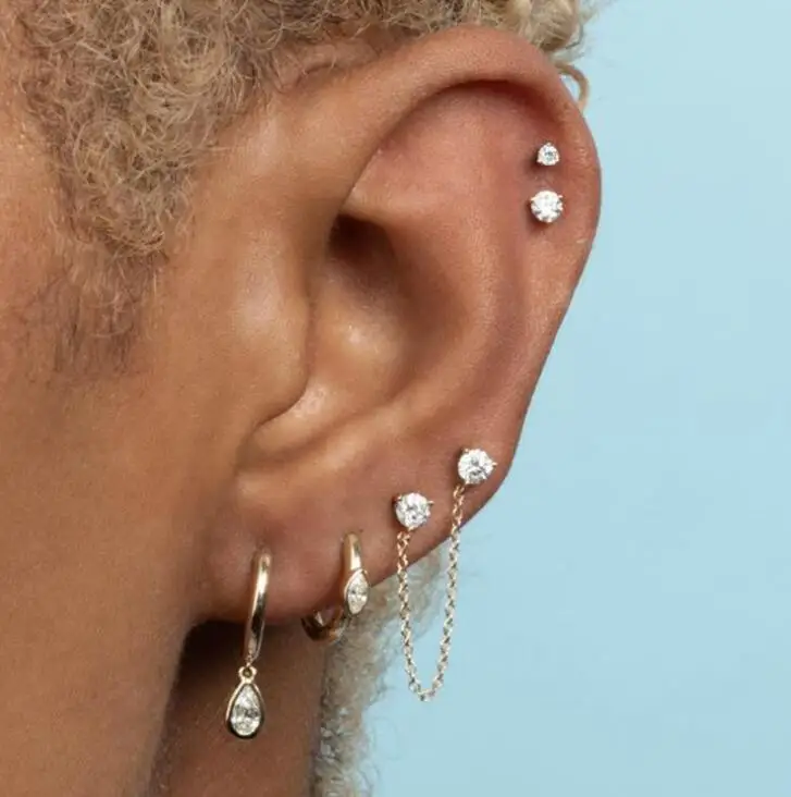 925 Silver Minimalist Jewelry Set Diamond Water Drop Hoop Earrings Double Two studs chain earring Cz stud with chain
925 Silver Minimalist Jewelry Set Diamond Water Drop Hoop Earrings Double Two studs chain earring Cz stud with chain
