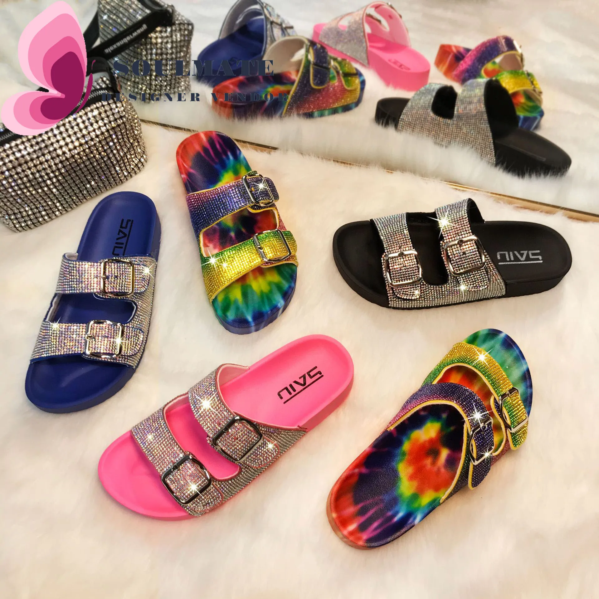 Soulmate flat women beach new summer plus size Rhinestones luxury slides jelly bling diamond sandals women home rivet flat slide
Soulmate flat women beach new summer plus size Rhinestones luxury slides jelly bling diamond sandals women home rivet flat slide