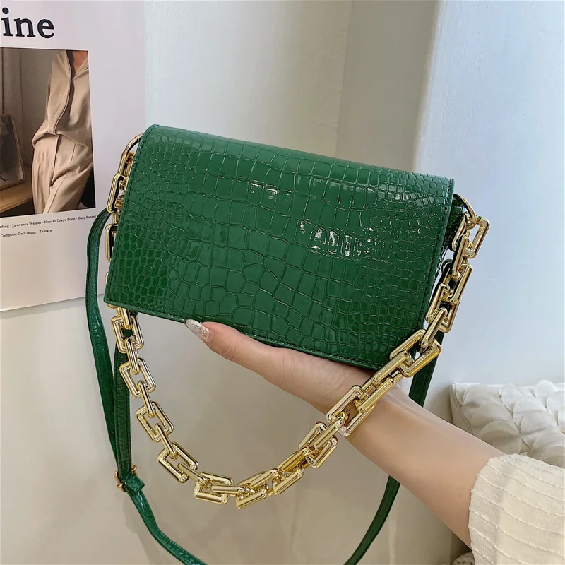 Patent Leather Ladies Tote Crocodiles Flap Shoulder Messenger Purses Acrylic Chains Handbags Personality Women Hand Bags
Patent Leather Ladies Tote Crocodiles Flap Shoulder Messenger Purses Acrylic Chains Handbags Personality Women Hand Bags