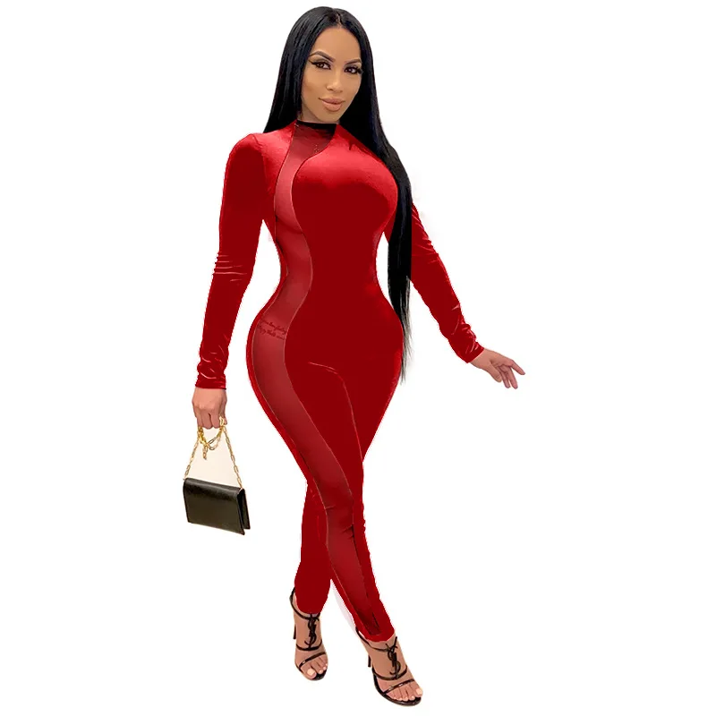 Hot Sale Casual One Piece Outfit Plus Size Gold Velvet And Mesh Sexy Skinny Jumpsuit For Woman
Hot Sale Casual One Piece Outfit Plus Size Gold Velvet And Mesh Sexy Skinny Jumpsuit For Woman