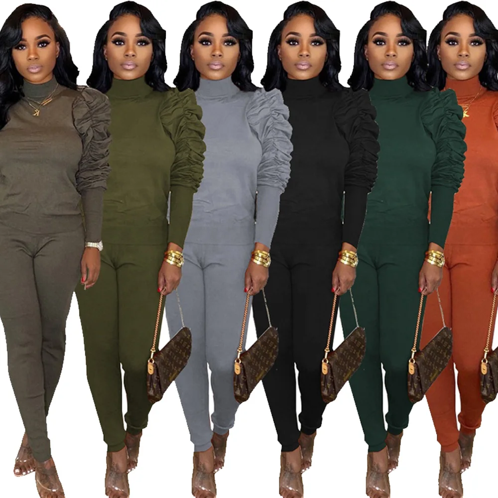 Exclusive Hot selling hot onsale high neck solid color folding sleeve fall Fashion 2020 Woman Two Piece Pants Suit Set
Exclusive Hot selling hot onsale high neck solid color folding sleeve fall Fashion 2020 Woman Two Piece Pants Suit Set