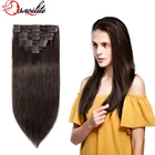 European 2# remy human hair clip in extensions